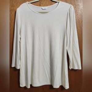 Puff-Shouldered, Soft, 93% Rayon Long-sleeved Ribbed Top